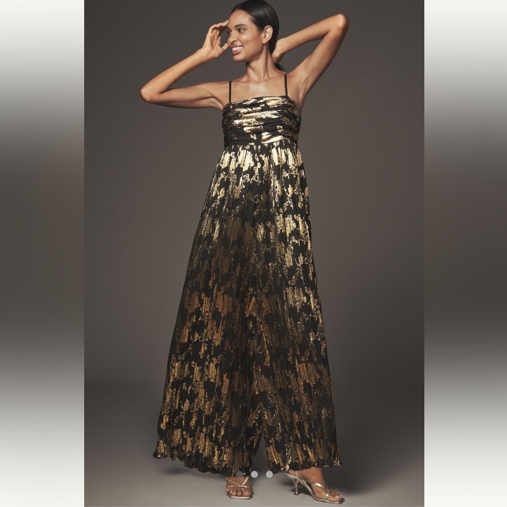 Anthropologie x Hutch Mabel Foil Pleated Jumpsuit- Size S - BNWT